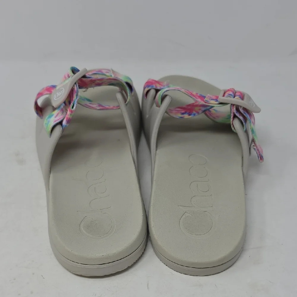 Chaco Slide Sandals with Tie-Dye Pink Green Blue Straps Size 9